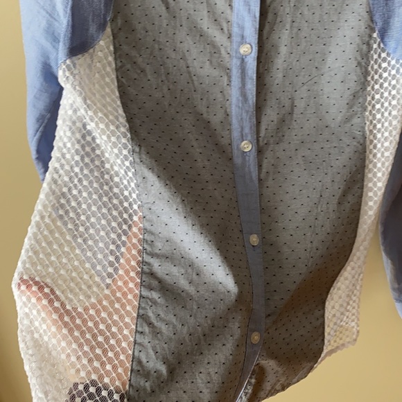 French Connection Shirt ⭐️ Blue and White Mixed Pattern - Picture 4 of 4